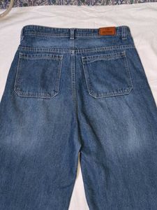 Stylish Wide Leg Blue Jeans