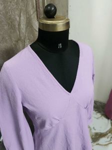 Lavender V-Neck Mini Dress