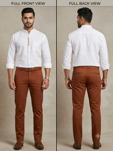 Men's Premium White Shirt with Brown Pants