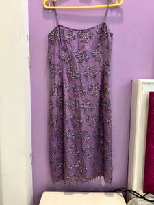Stunning Lavender Beaded Spaghetti Strap Dress