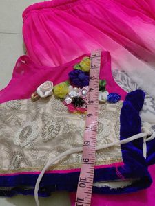 Designer Pink &amp; White Ombre Lehenga Choli