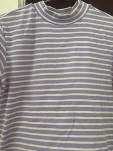 Lavender Striped Mock Neck Top