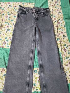Grey Wash Wide Leg Jeans