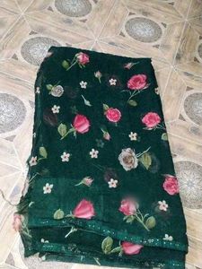 Elegant Floral Print Saree