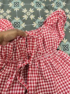 Red Gingham tie top
