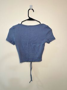 Blue Ruched Crop Top