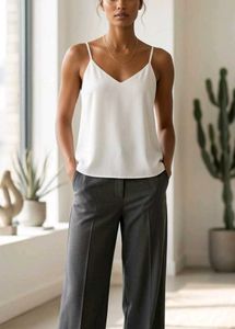 Elegant White Spaghetti Strap Camisole Top