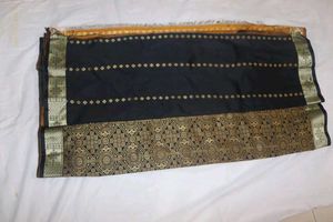 Elegant Black & Gold Silk Saree