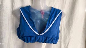 Blue Bikini Top with White Trim