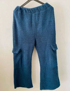 Cozy Blue Fleece Cargo Pants