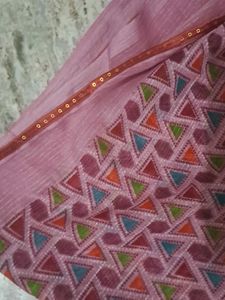 new Printed linen fabric saree light weight f