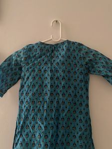 Teal Printed Kurta with Intricate Design