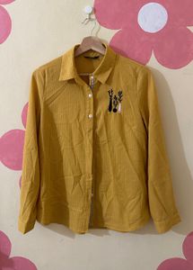 Mustard Corduroy Embroidered Shirt