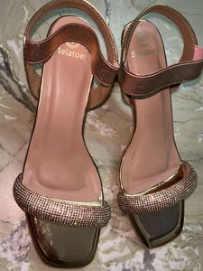 Sparkling Rose Gold Block Heels