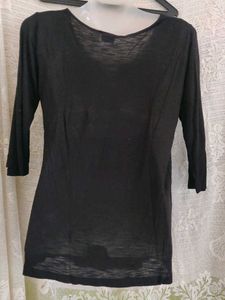 Black Tunic Top with Tassel Detail