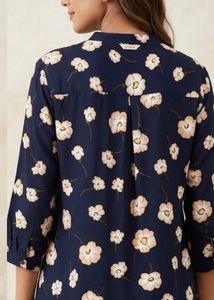 Navy Blue Floral Print Kurta