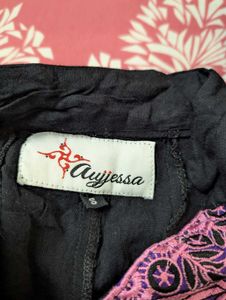 Beautiful Black Kurta with Pink Embroidery