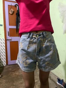 Floral Print Denim Shorts