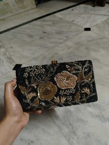 Embellished Black Evening Clutch