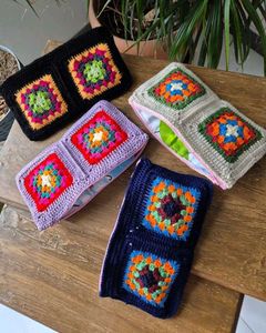 multicolored crochet pouch 🧶+ free gift 🎁