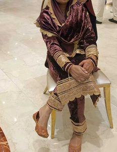 Burgundy Velvet Pant Kameez