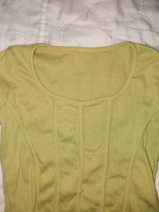 Lime Green Long Sleeve Corset Top
