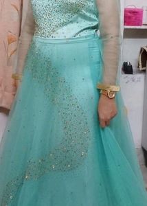 Elegant Teal Sequin Gown