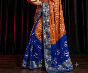 Vibrant Orange Bandhani Saree