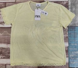 Zara Embroidered Lace Trim Top - XL
