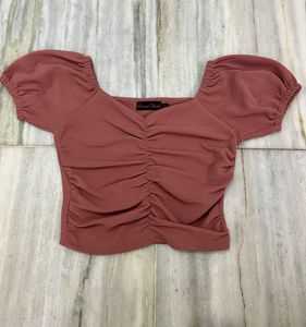 Off shoulder Peach Ruched Top
