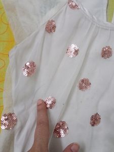 Party Wear Sequins Work Skirt With Net Top