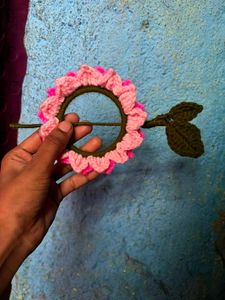 crochet pink floral hdir bun stick 🌷✨