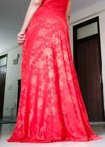 Stunning Red Lace Ethnic Gown