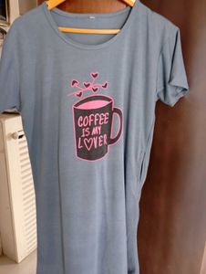 Coffee Lover Graphic long nighty T-Shirt