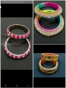 3 set Sparkling Pink & Silver Bangles