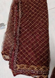 ✨ Maroon &amp; Gold Net Lehenga Set for Navratri