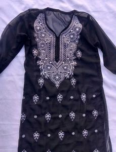 Black Chikankari Kurta