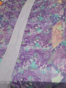 Purple Geometric Print Saree