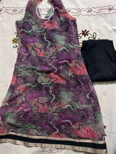 purple vibrant print kurta set