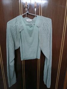 Sea Green Crop Top &amp; Bolero Set