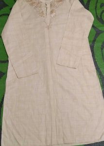 Embroidered Cream Kurta