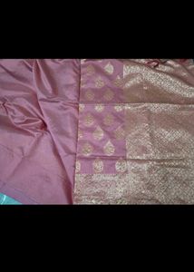 Elegant Pink Banarasi Silk Saree with Embellishmen