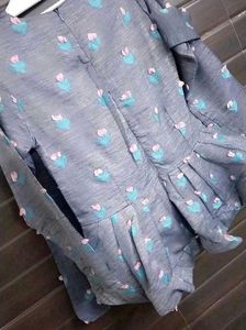 Chic Grey Floral Long Sleeve Top