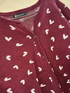 Heart Patterned Knit Cardigan