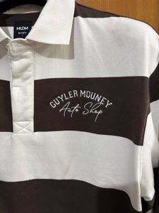 Nuon Westside Brown Striped Polo Sweatshirt