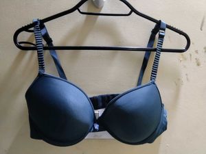 LUSH Charcoal Blue Push Up Bra With Back Adjustabl