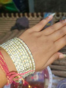 Sparkling Pearl &amp; Crystal Bangles Set