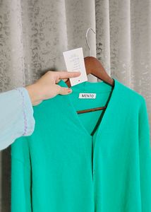V Neck Woolen Fleece Cardigan