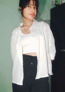 White women Textured Oversized Shirt