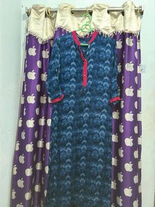 Blue Kurti with Pink Trim